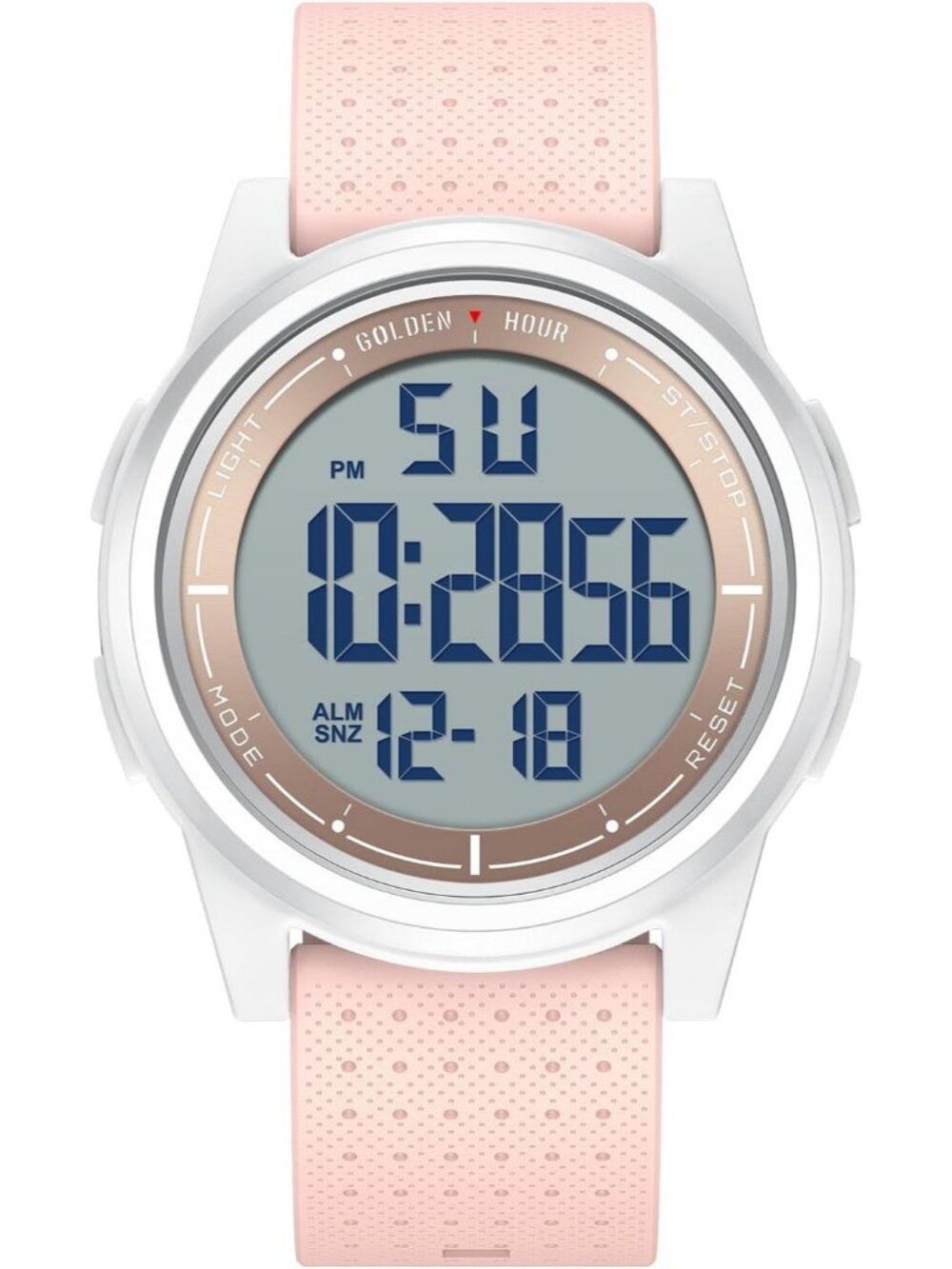 Men's Pink Rubber Strap Ultra-Thin Minimalist Sports Waterproof Digital Watch - Picture 1 of 6